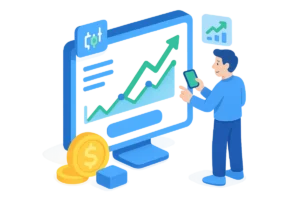 Illustration af hvad en aktieplatform er.