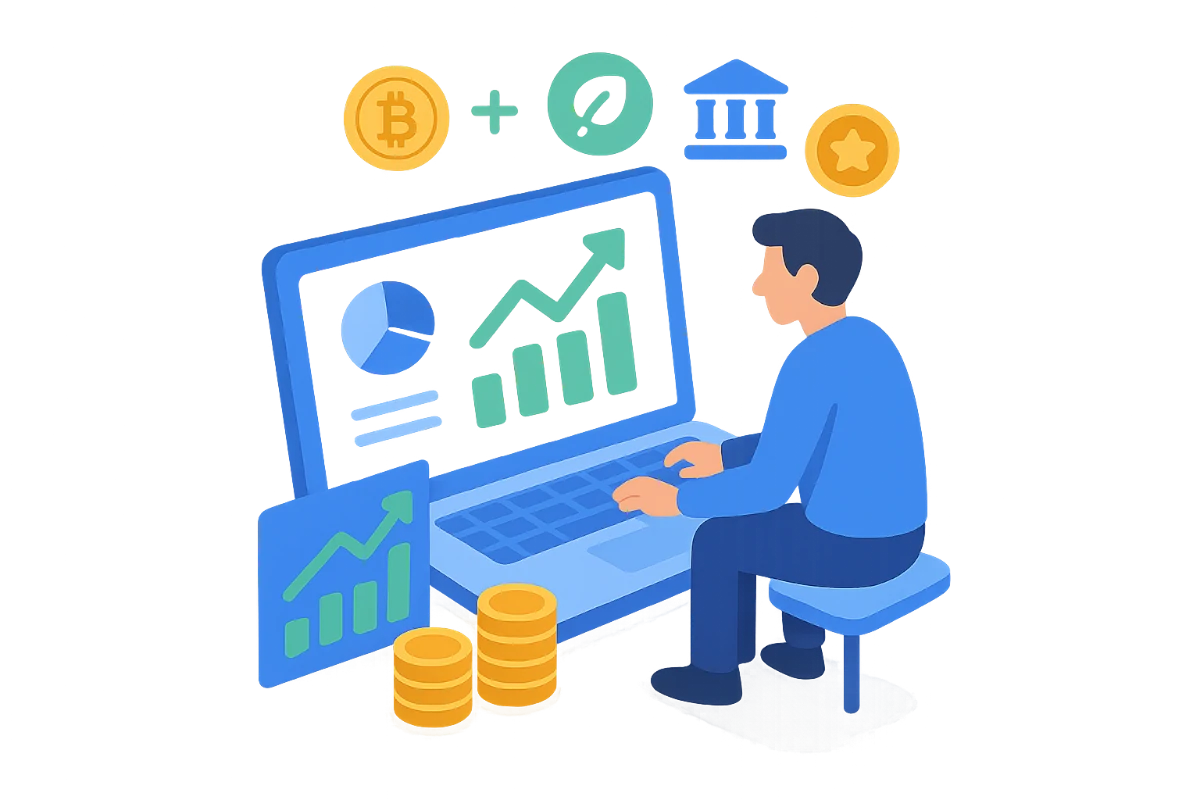 Illustration af en investeringsplatform.